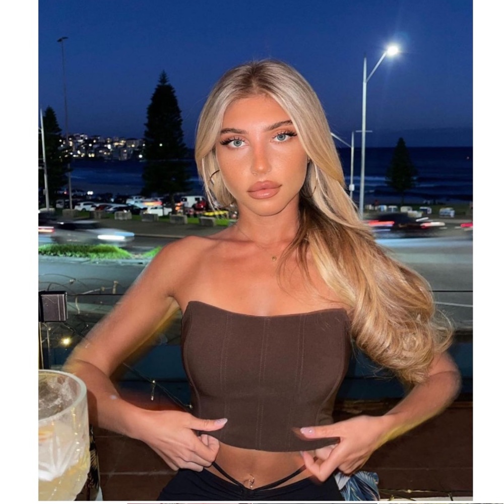 Brown bustier crop top